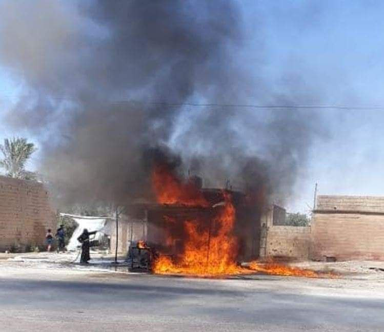 حريق في محل لبيع المحروقات يود...