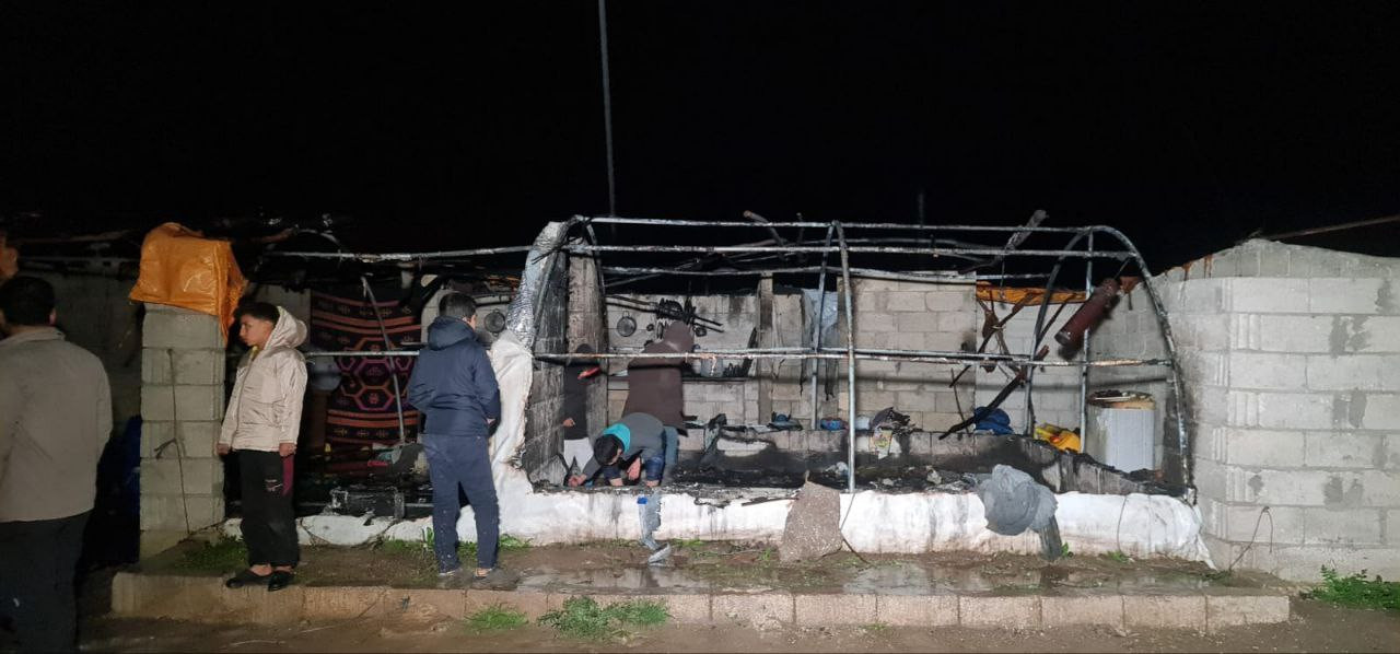 حريق في مخيم "تل سلور" شمال حل...