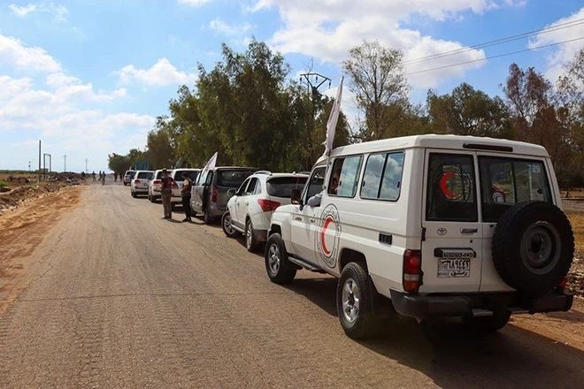 الهلال الأحمر يرسل قافلة إغاثية جديدة إلى محافظة السويداء