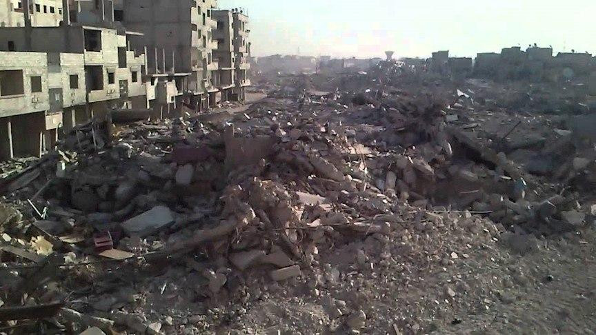 النظام يفجر منازل حي التضامن ب...