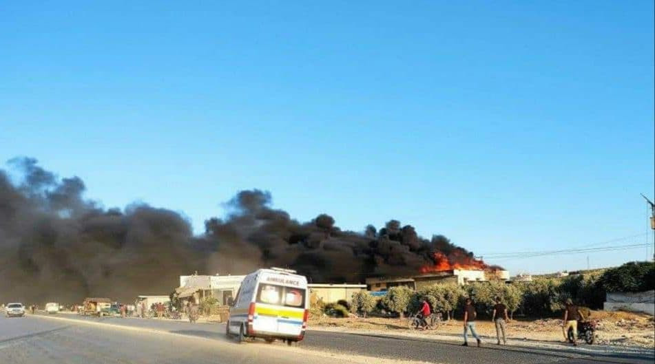 وفاة مدني بحريق ضخم في عفرين ش...