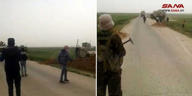 اعتراض رتل أمريكي في القامشلي