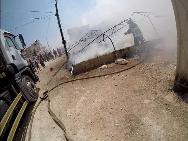 احتراق ثلاث خيم في جنديرس جراء...