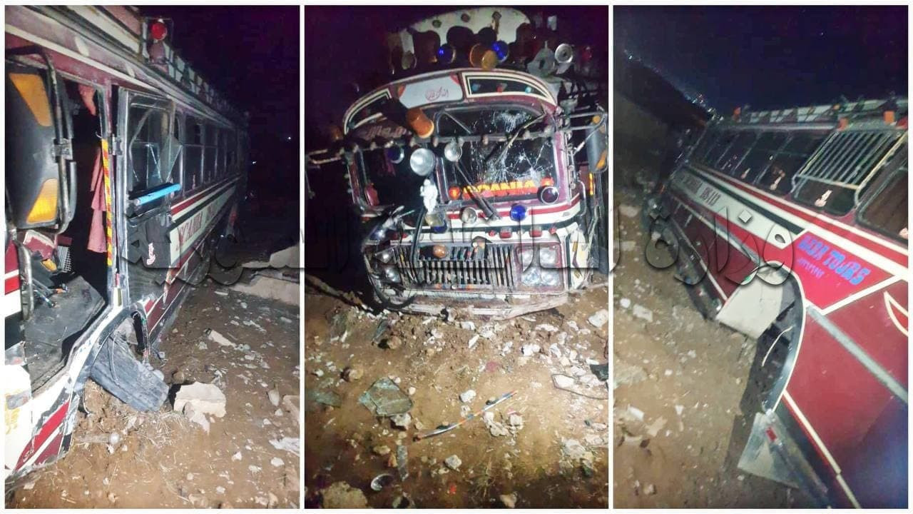 تدهور باص على طريق صيدنايا بري...