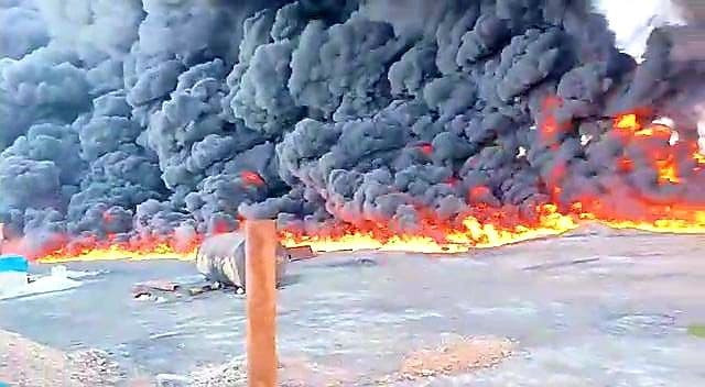 حريق ضخم في محطة تكرير نفط شرق...