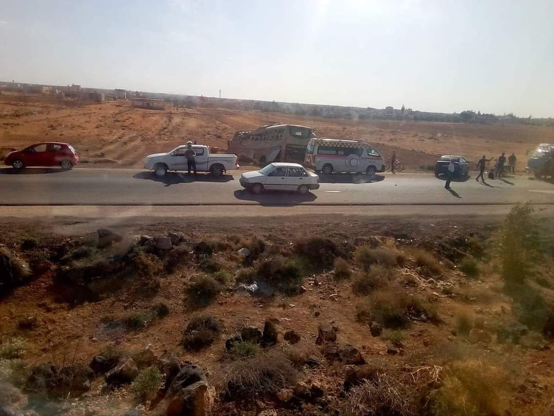 حادث مروري على طريق دمشق - الس...
