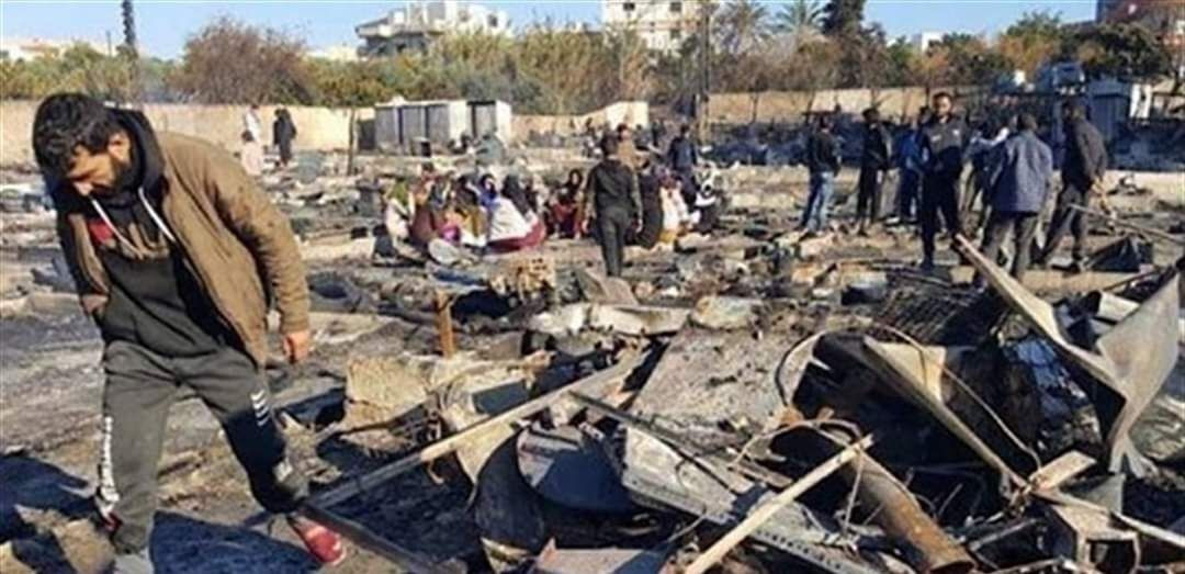 حريق ضخم يلتهم خيما للمهجرين ا...