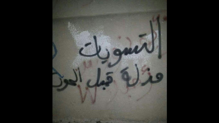 تمزيق صورة للأسد وعبارات مناوئ...